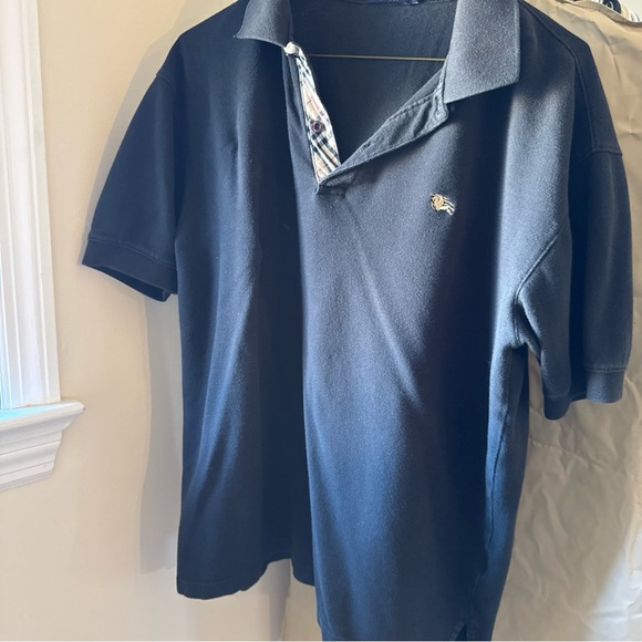 Burberry Black Polo with Checkered Detail - Picture 1 of 8